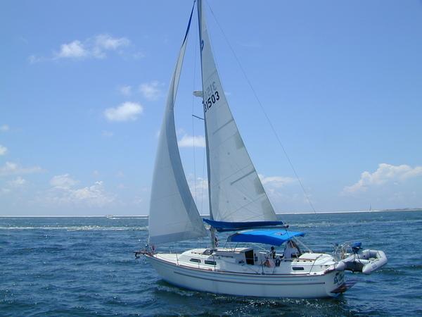 This CC O'Day had a centerboard keel that draws 3' 4" up and 7' 1 